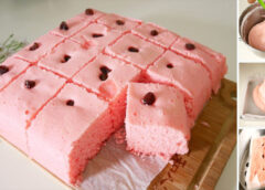แจกสูตรทำ “ขนมสาลี่โบราณ” ขนมเค้กสไตล์ไทยๆ สีชมพูสวยน่าทาน แป้งฟูนุ่ม หอมมันอร่อย
